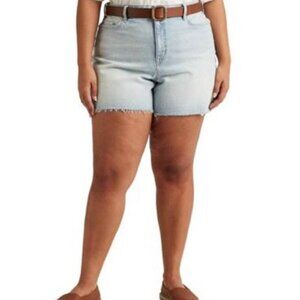 Ralph Lauren 22W High-Rise Denim Shorts Miramar Wash Frayed Hem
